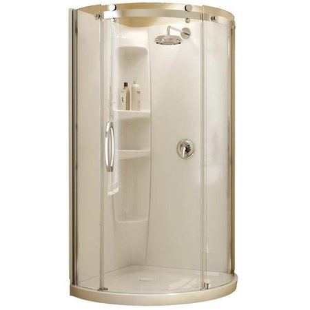 MAAX Shower Kit, 36 in L, 36 in W, 78 in H, Acrylic, Chrome, Round, 8 mm Glass 105760-000-001-10